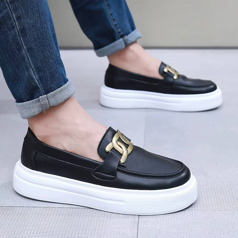 Offre spéciale Couple chaussures en cuir décontractées qualité noir chaussures à enfiler hommes femmes mocassins Beige mocassin pour hommes chaussures pour hommes élégantes