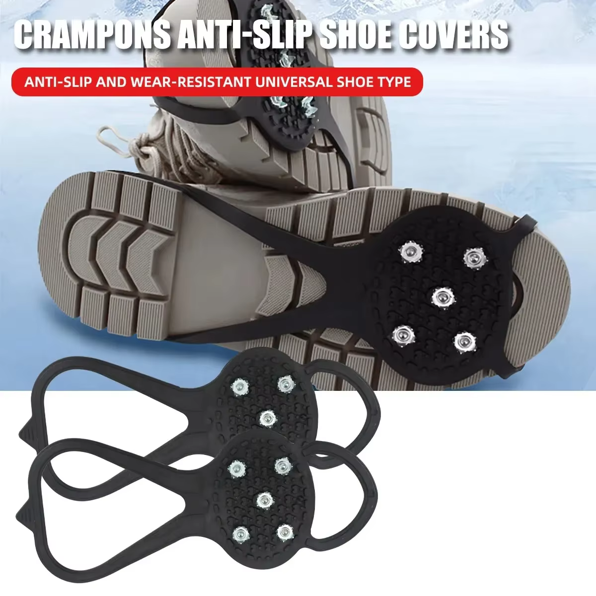 1 paire de crampons antidérapants à 5 pointes pour chaussures de marche