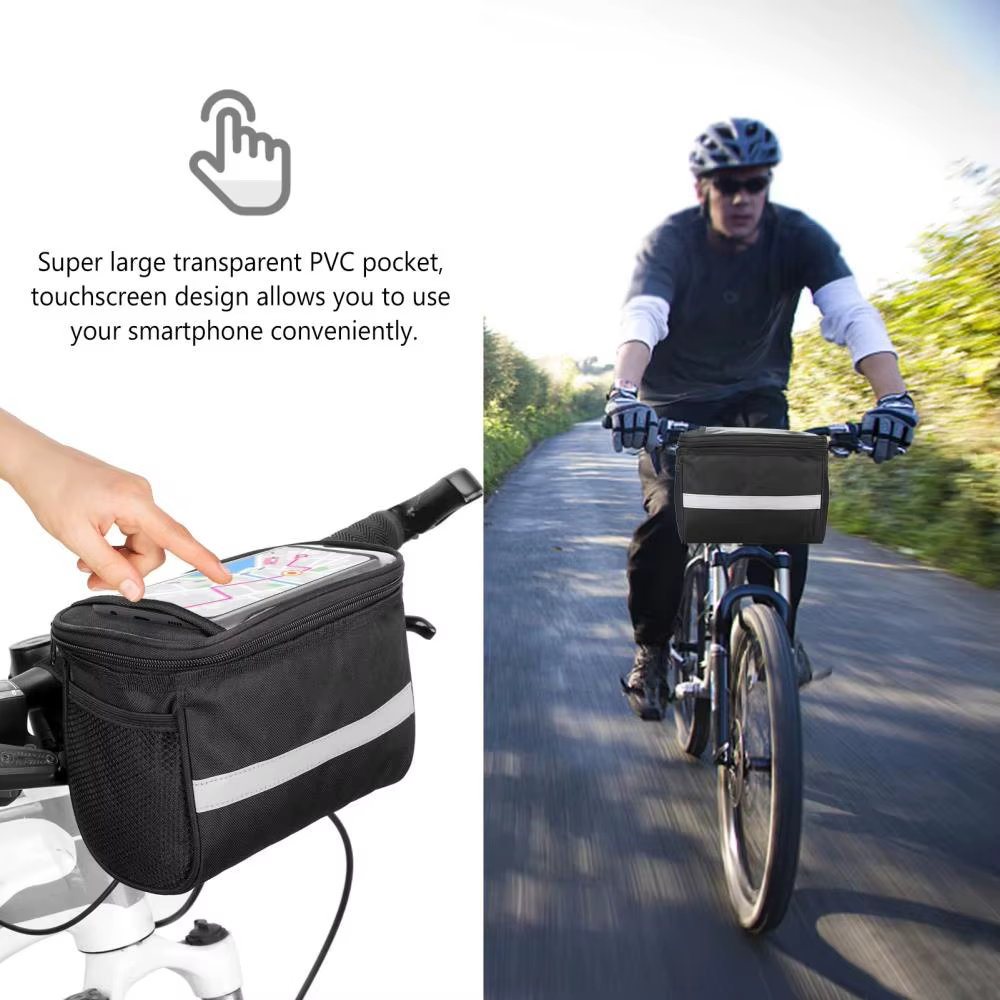 Sac de guidon avant de vélo, sangle réfléchissante d'extérieur, pochette de téléphone tactile, panier de Tube avant de vélo, accessoires de vélo