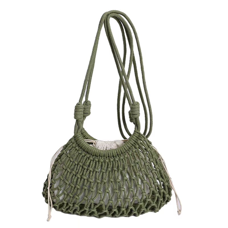 Sac à main bohème tricoté à la main, mini sac à bandoulière léger en filet ajouré, sac de plage décontracté pour femme, idéal pour l'été et les voyages