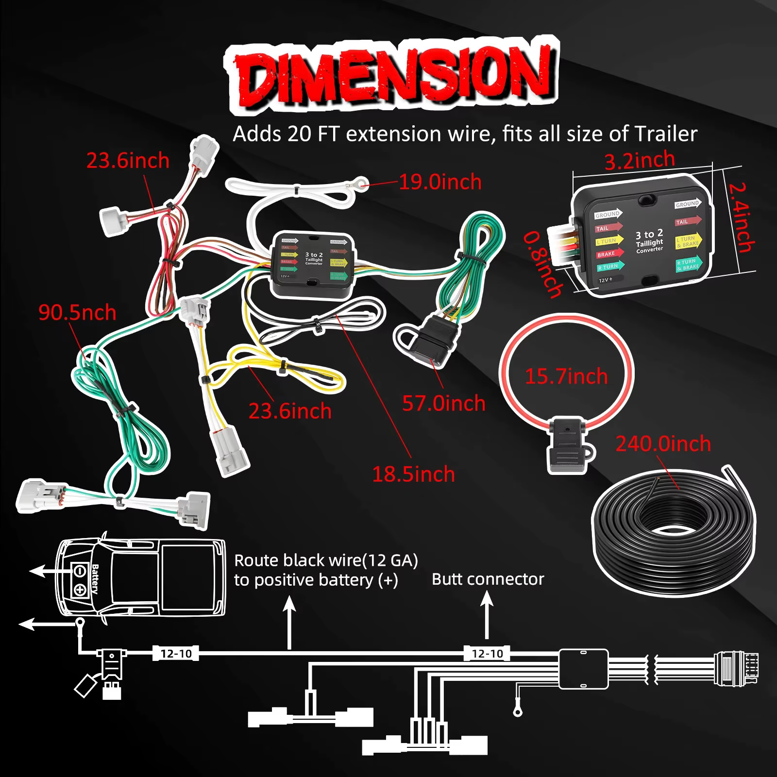 Kit de câblage pour attelage de remorque Toyota Tacoma 2016-2024, référence 56349, faisceau de câblage de remorque 4 broches personnalisé côté véhicule, accessoire