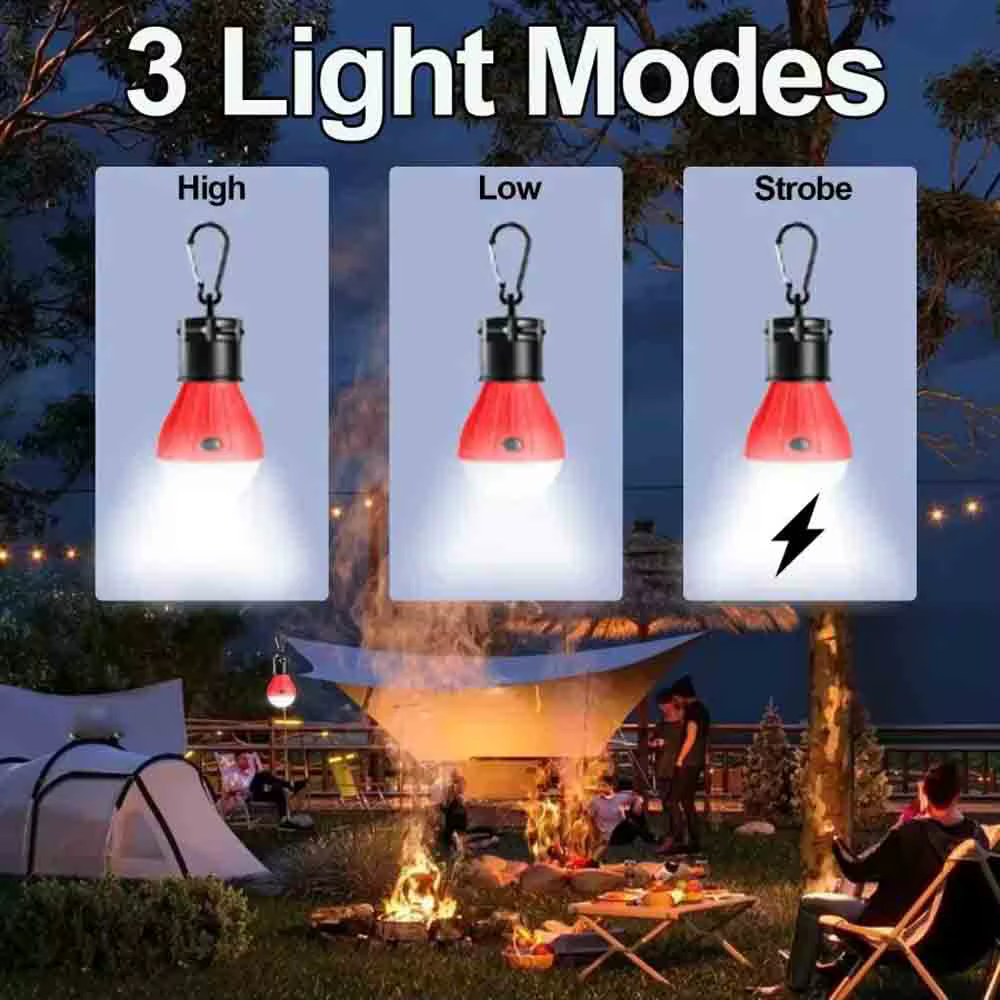 Lampe de camping portable d'extérieur avec crochet, lampe de tente super lumineuse pour la randonnée, les voyages, le parc et les situations d'urgence
