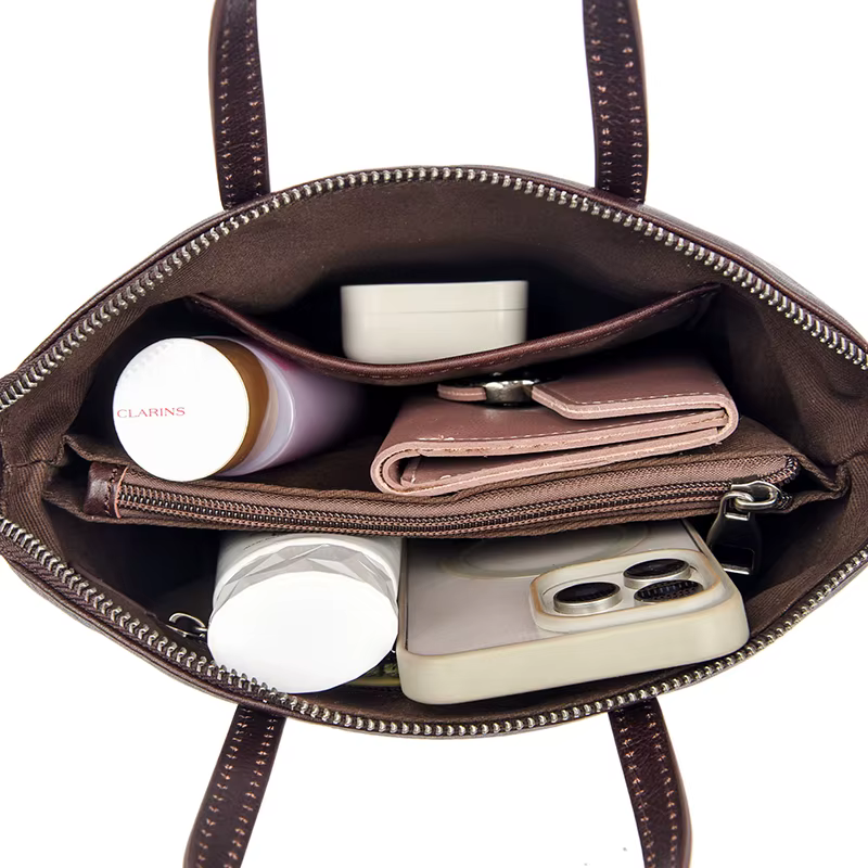 Sac à bandoulière en cuir de vache pour femme, sac à main de grande capacité pour les trajets quotidiens, sac pour femme en cuir véritable simple et polyvalent