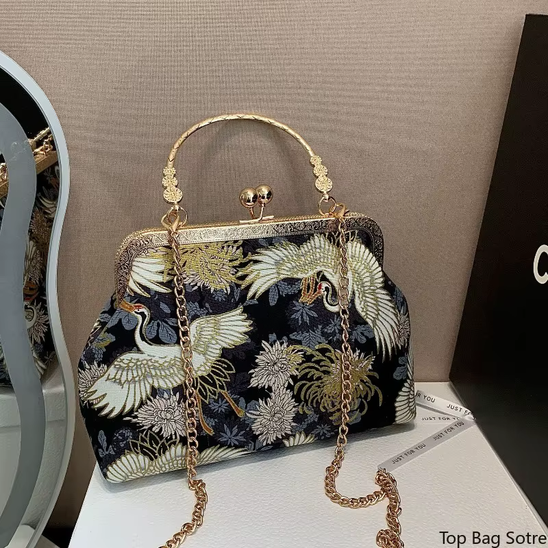 Sac à bandoulière en similicuir pour femme, broderie florale vintage, réglable, sac à main quotidien