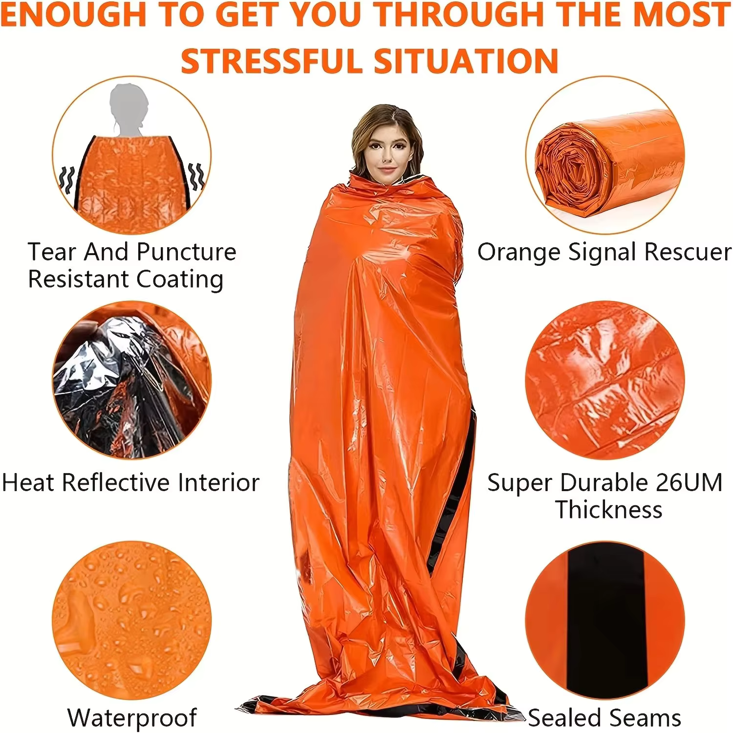 Sac de couchage de survie d'urgence Portable et étanche