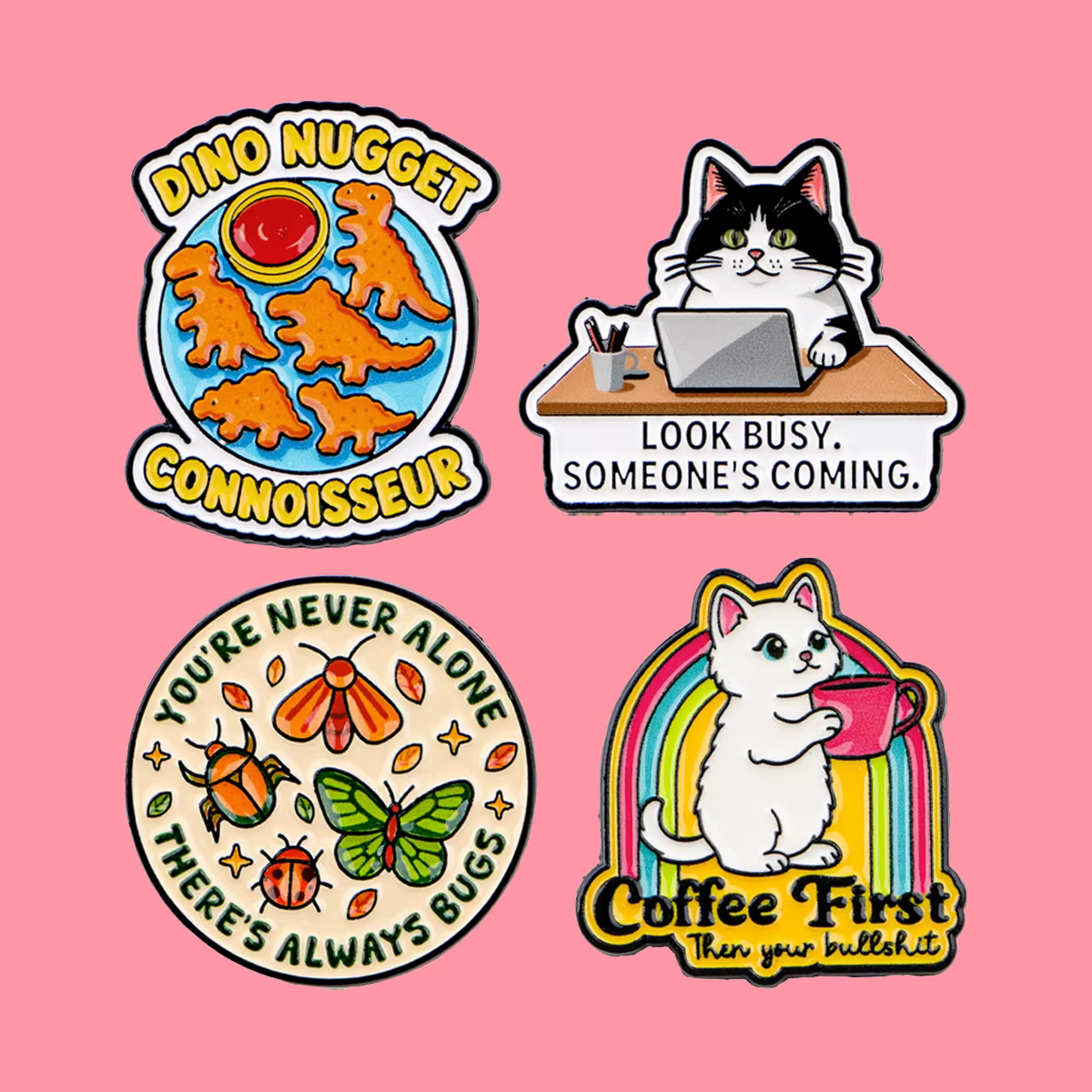 Broches en émail amusantes sur le thème des chats de bureau