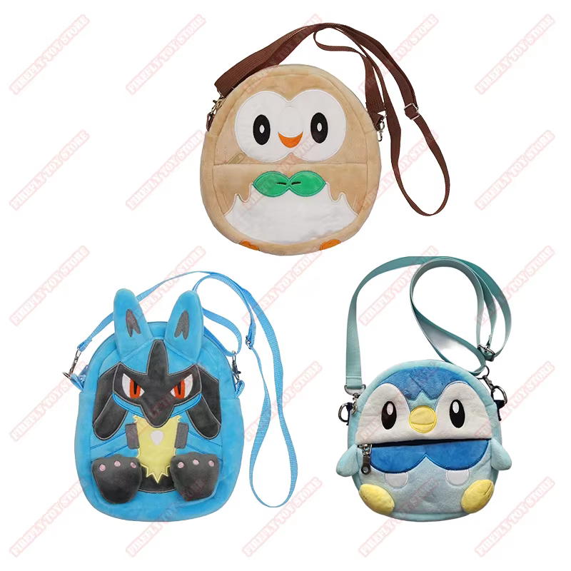 Sac à bandoulière en tissu mignon, sac de rangement avec cordon de serrage, jeu d'animation Pokemon, jouets périphériques, Rowlet Lucario, capacité de paquet de dessin animé