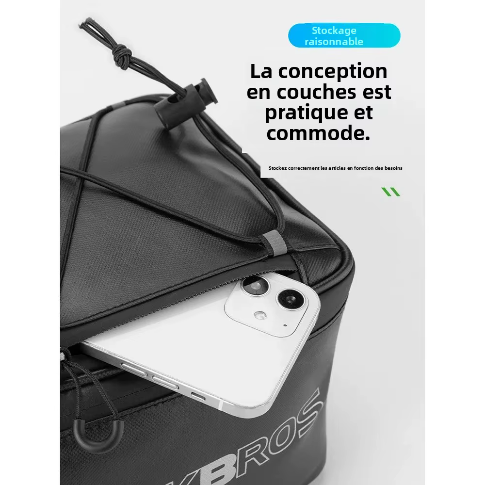Sacoche de vélo avec housse de pluie, sacoche de vélo 8L grande capacité, boîte de rangement pour vélos électriques, sacoche de coffre de vélo étanche