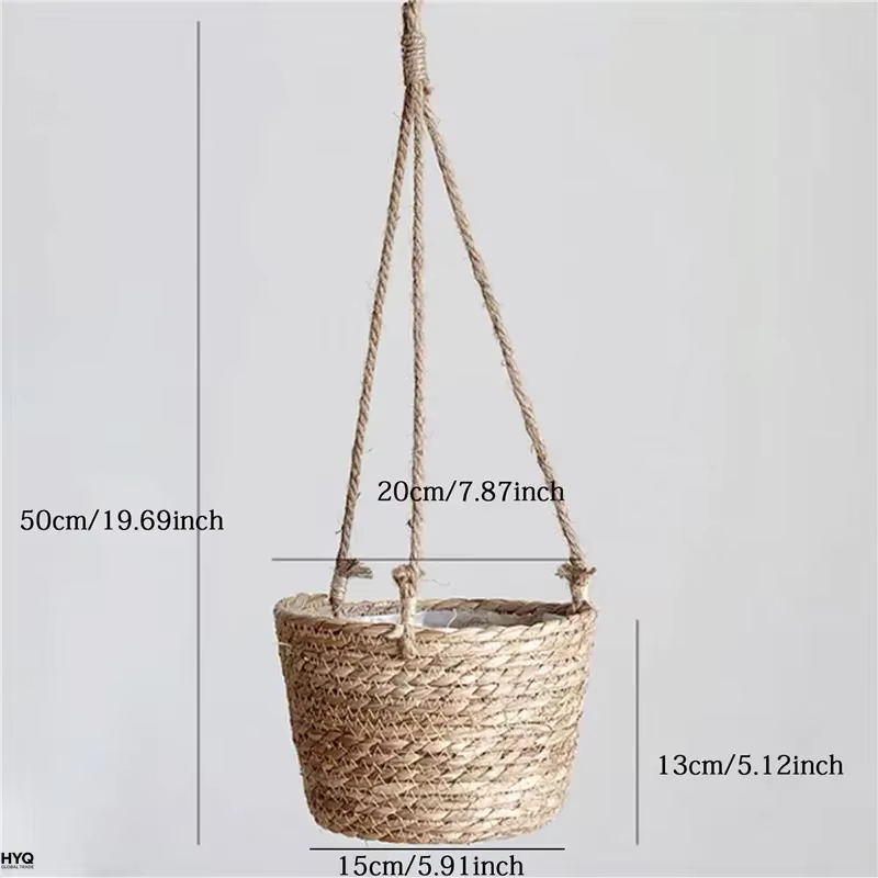 Pot suspendu de jardin en macramé, panier de rangement pour plantes en corde de jute tressée, support de pot de fleurs intérieur/extérieur, décoration d'intérieur