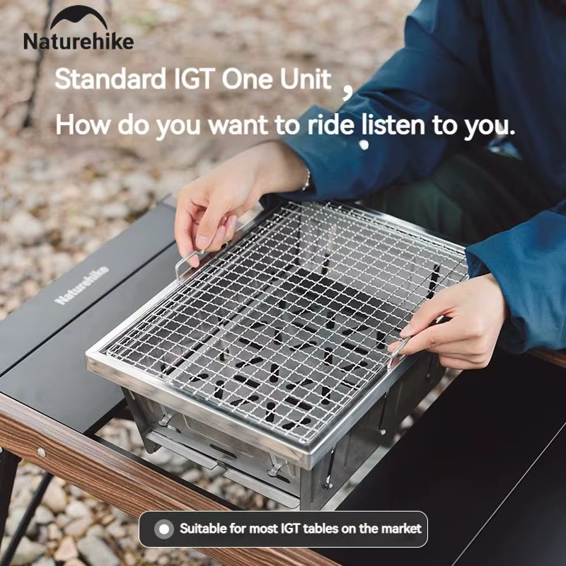 Natureifa-Grill à charbon de bois portable en acier inoxydable