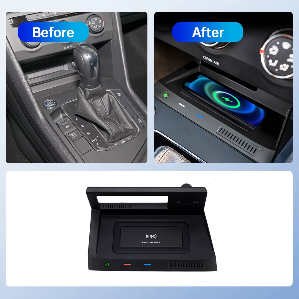 Chargeur rapide 15W pour Volkswagen Tiguan, chargeur sans fil pour voiture, accessoires de voiture, outils, adaptateur de chargeur sans fil pour voiture