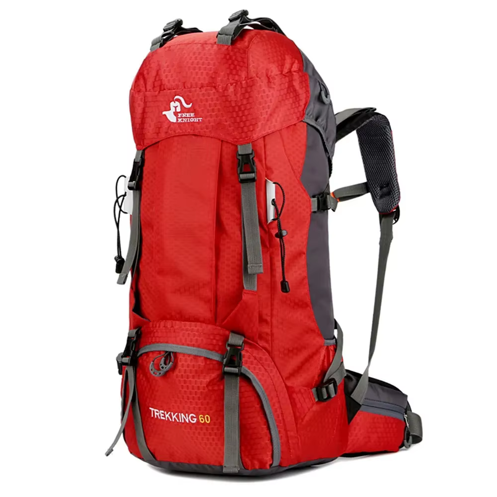 Sacs à dos de camping et de randonnée pour hommes, sac de sport en nylon pour l'escalade, sacs à dos de tourisme en plein air, housse de pluie, Free Knight, 60L