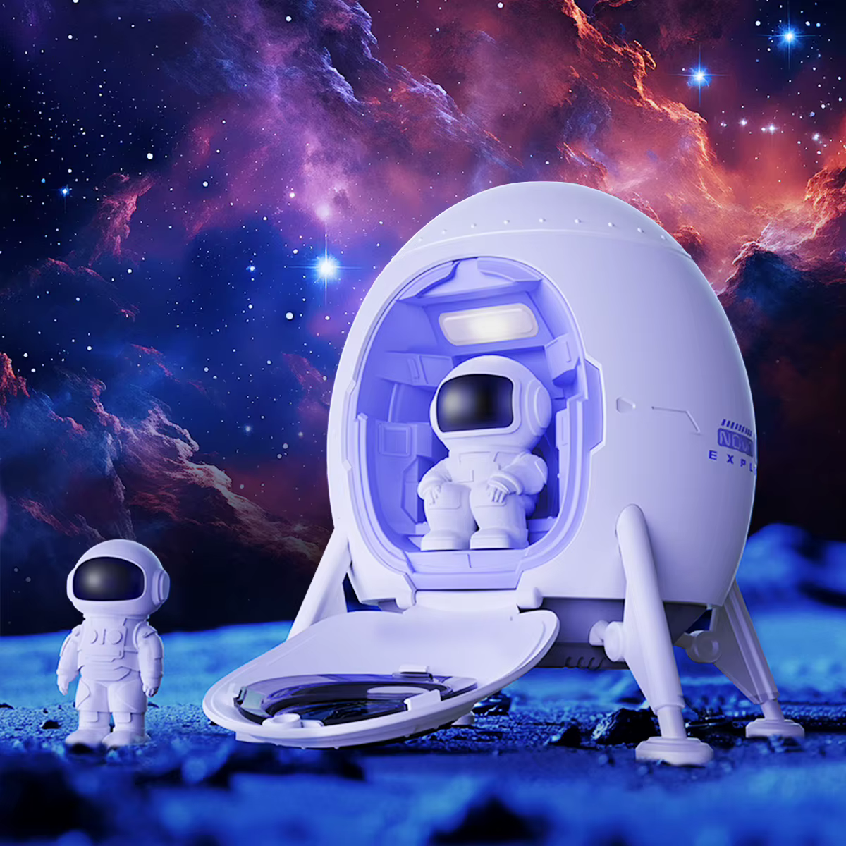 Projecteur de lumière d'astronaute et de galaxie, projecteur de plafond pour vaisseau spatial, avec minuterie télécommandée, tapis de cratère météorite lunaire