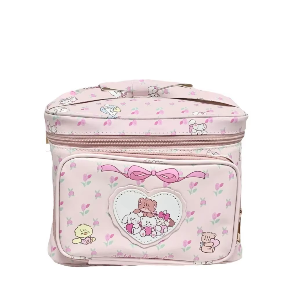 Kawaii Mikko Joint – sac à cosmétiques avec nœud Double couche, mignon cœur Girly, sac de rangement de grande capacité, sac à main cadeau pour filles, nouvelle collection 2023
