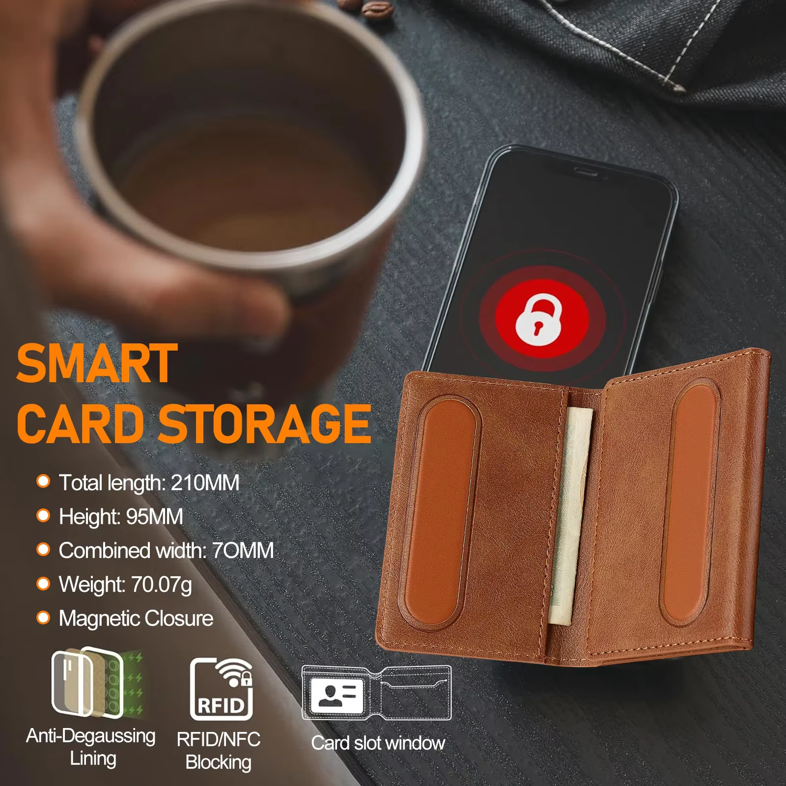 Carte magnétique Solt sac pour iPhone Samsung Google Xiaomi Magsafe fonctions porte-carte portefeuille en cuir PU hommes mince sacs à main poche