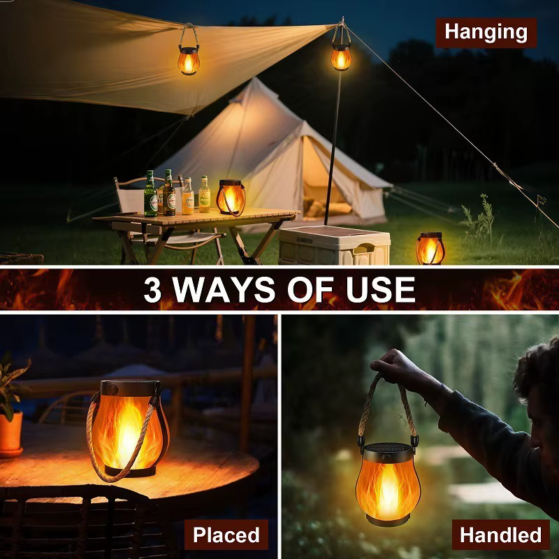 Lampes solaires à flamme pour le camping en plein air