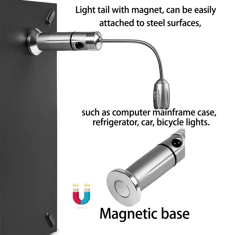 Lampe de poche LED pour barbecue d'extérieur, Zoomable, Super lumineuse, réglable à 360 degrés ° Torche de travail d'urgence de camping avec base magnétique