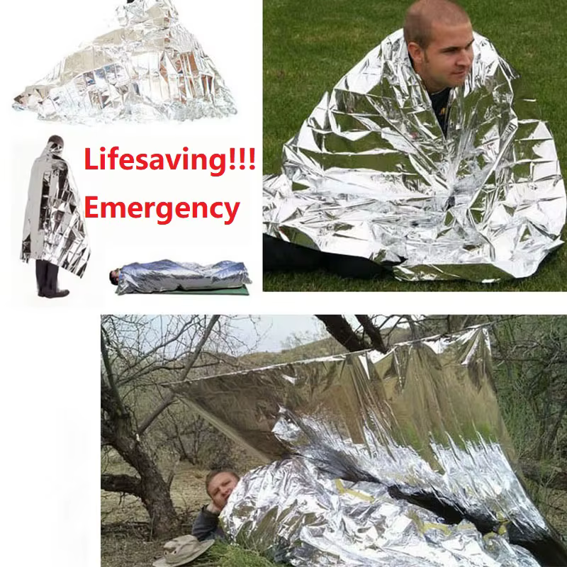 Couverture de survie thermique d'urgence coupe-vent et imperméable en feuille d'aluminium