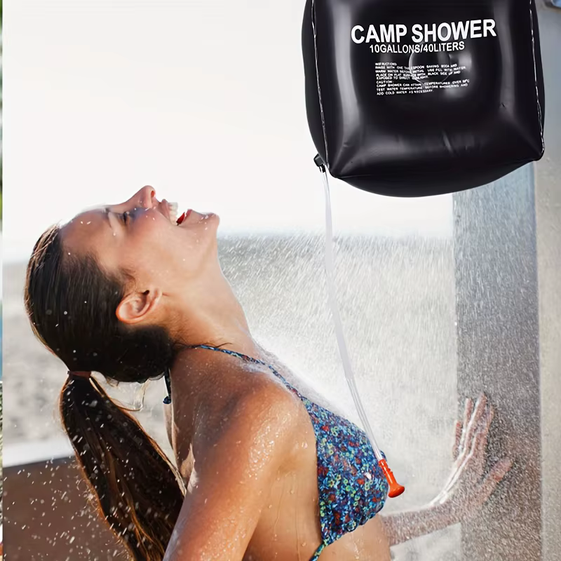Sac de douche de camping 40L. Sac à eau portable pour l'extérieur avec grande capacité et douchette réglable