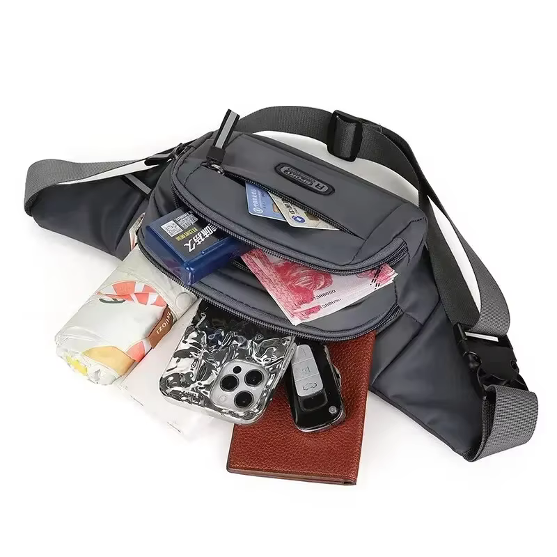 Hommes toile Fanny taille Packs unisexe ajustement taille sac Mobile Sports en plein air course Anti-vol Ultra mince Invisible taille sac