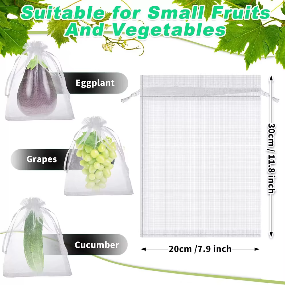 100 pièces grands sacs de protection de fruit de raisin sac de maille de jardin avec le wstring de proximité