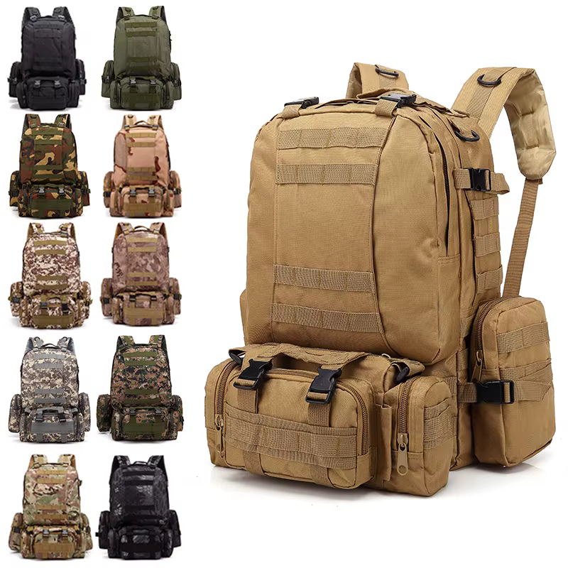 Sac à dos de sport Molle 4 en 1 pour homme, sac à dos de camping, escalade en plein air, randonnée, 50l