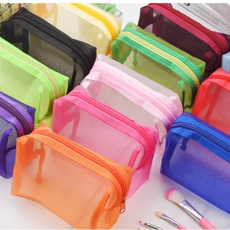 Sac de maquillage transparent à fermeture éclair, pochette de rangement cosmétique multifonctionnelle pour le rangement en voyage