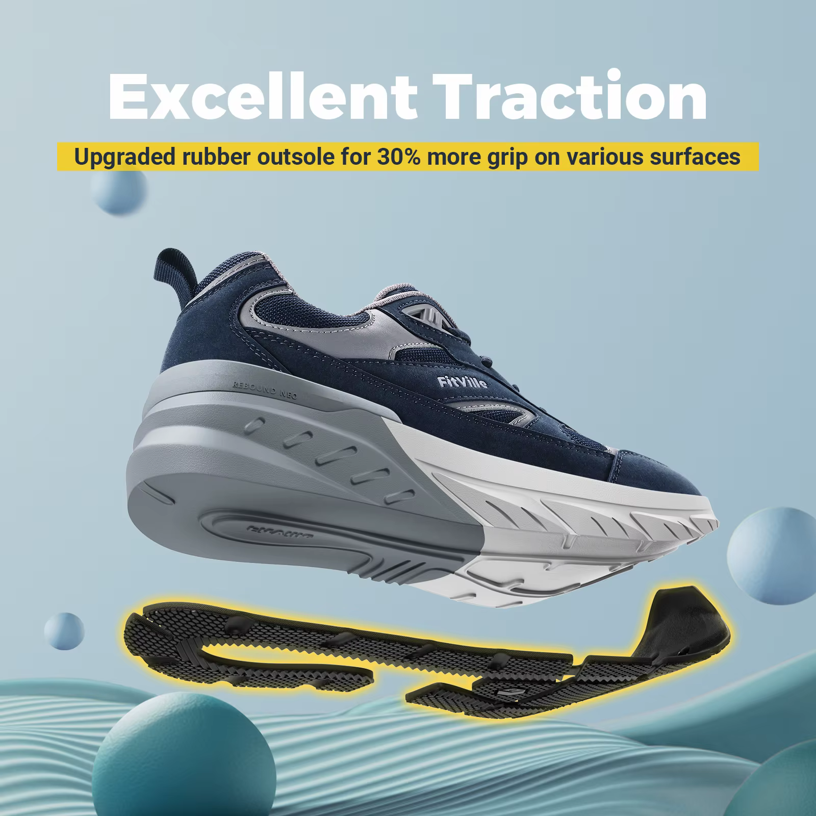 Chaussures de marche Fitville extra larges pour hommes