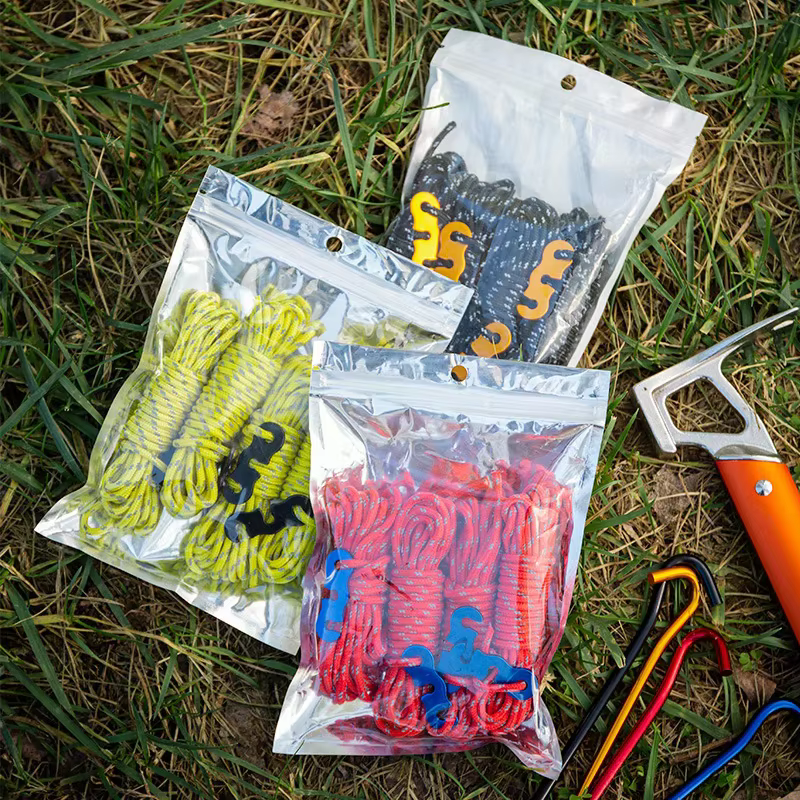 Cordes de tente renforcées pour Camping en plein air, 4 pièces, coupe-vent et réfléchissantes avec boucle