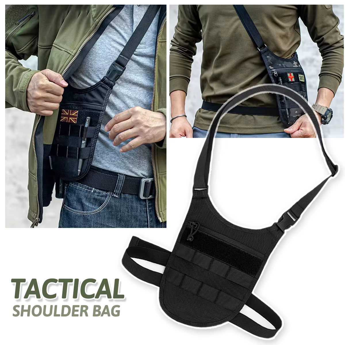 Sac à bandoulière tactique sous les bras pour hommes, Agent caché Molle, sacs à bandoulière de Combat, portefeuille de voyage en plein air, clé de téléphone, Pack antivol