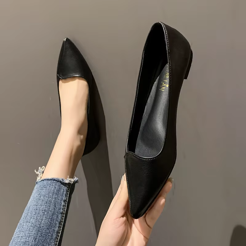Chaussures à enfiler pointues pour femmes, mocassins confortables pour dames, chaussures bateau jaunes, chaussures plates d'automne, mode d'été