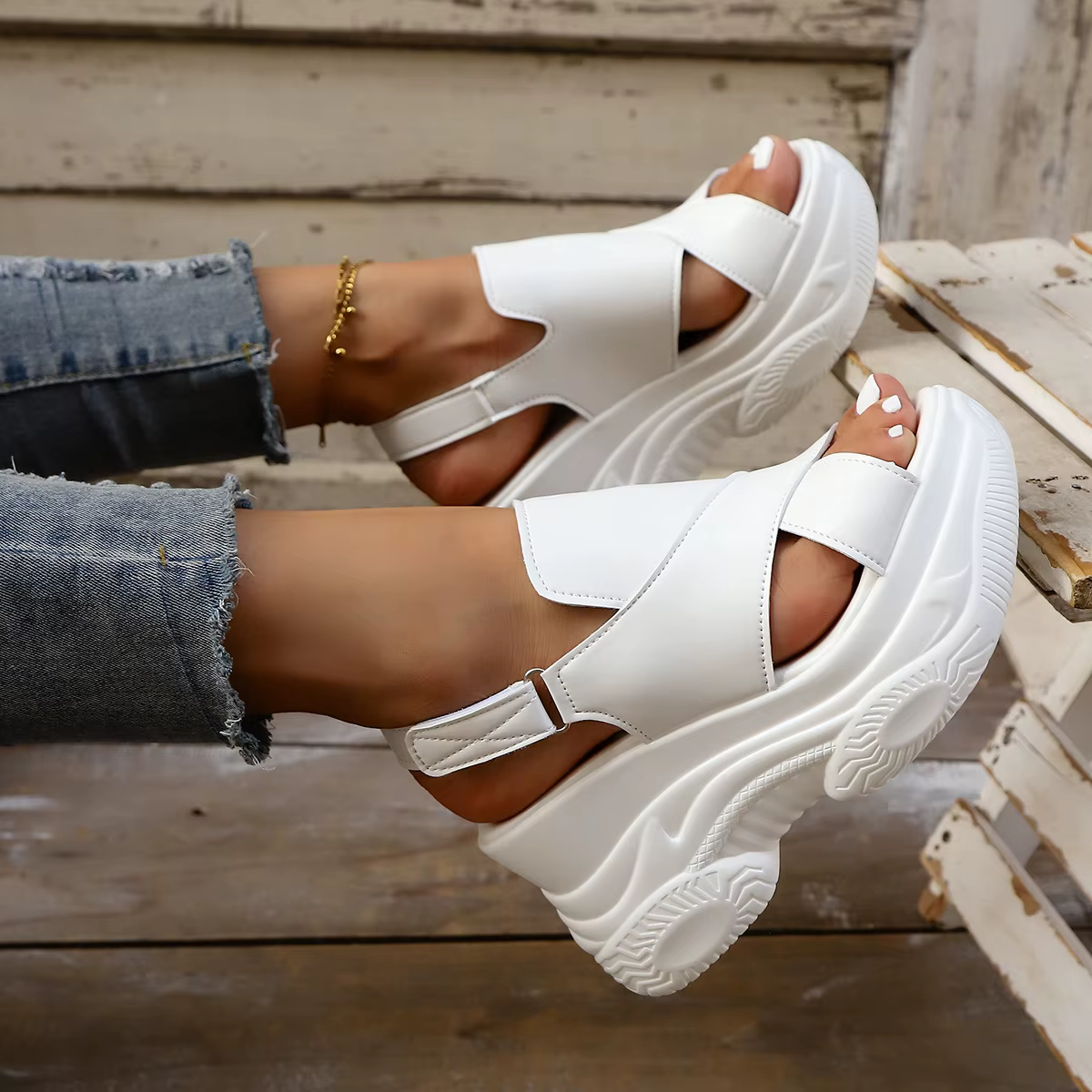 Chaussures grande taille pour femmes 35-42 mode d'été talon haut plate-forme confortable sandales à talons compensés