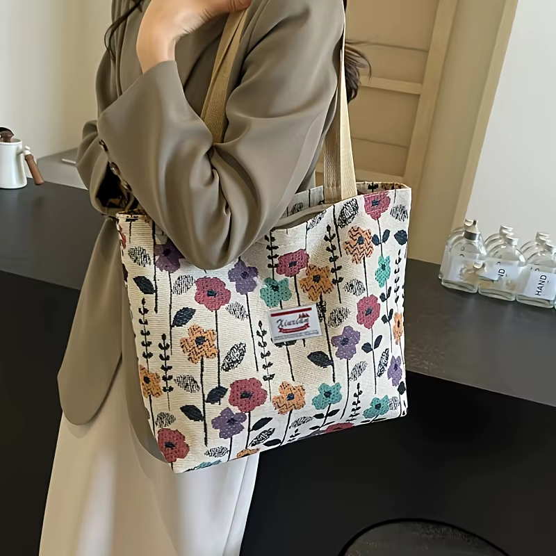 1 sac à main bohème tendance, un élégant sac à main violet à fleurs avec fermeture à glissière, adapté aux sorties, aux trajets domicile-travail ou à un usage quotidien.