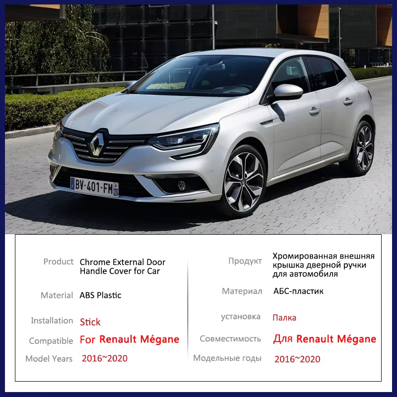 Couvercle de Poignée de Porte Chromé pour Renault Megane 4 MK4 IV