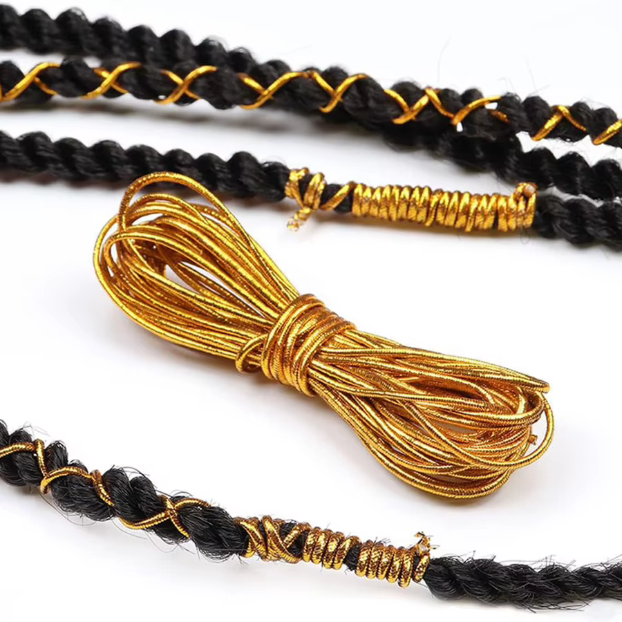 2 pièces, accessoire pour cheveux tressés, décoration pour coiffure tressée de 5 m, cordon élastique tressé africain, pendentif décoratif, emballé en cadeau