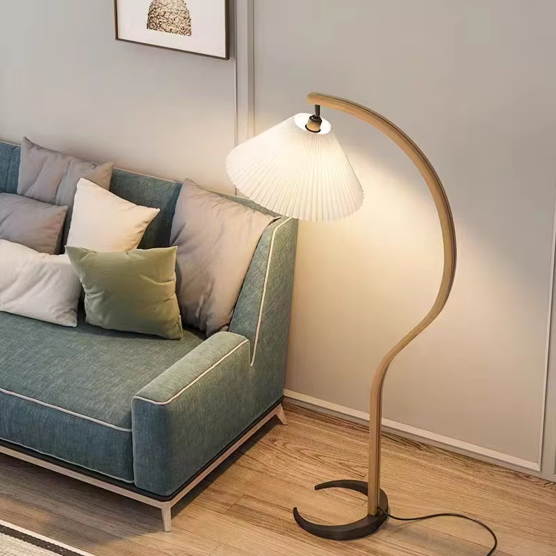 Lampe sur pied ARC moderne en bois rétro pour salon