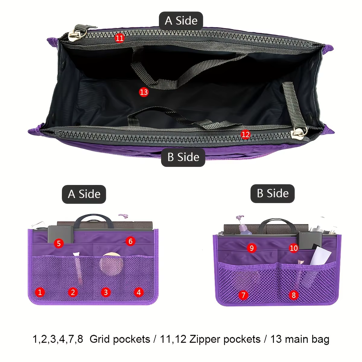 Sac de rangement multifonctionnel à deux volets