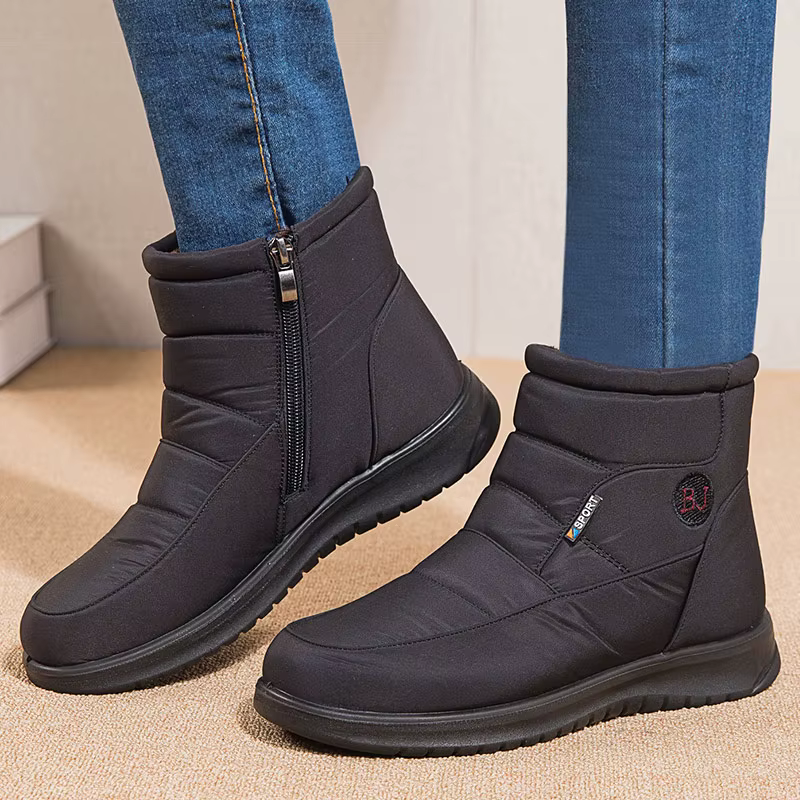 Bottes femme 2025 chaussures d'hiver pour femmes bottines fourrure chaude Botas Mujer imperméable talons bas