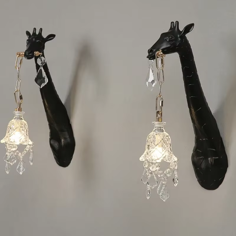 Nordique nouvelle résine girafe mur LED lumière chambre tête de lit couloir étude lampe G9 ampoules hôtel salon atmosphère décor éclairage