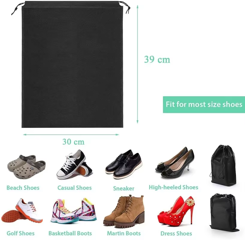 Pochette de voyage pour chaussures Non tissée, fourre-tout Portable, sac de rangement à cordon, organisateur d'accessoires de voyage, pochette à cordon haute