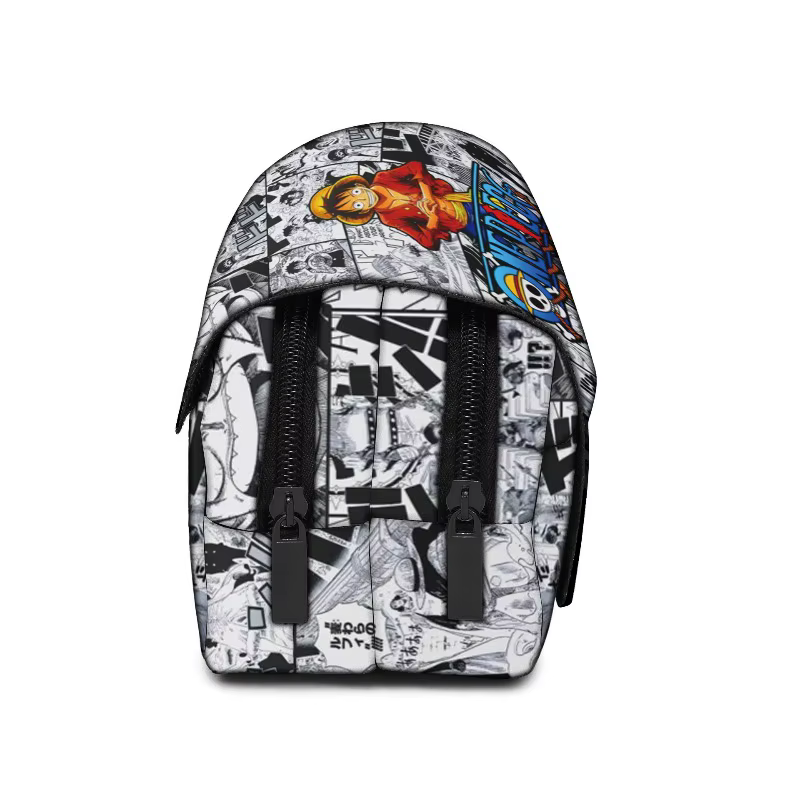 Trousse à crayons en toile à double fermeture éclair avec motif de bateau de dessin animé mignon, imprimé équipage de pirates nautiques, boîte de rangement spacieuse pour fournitures scolaires