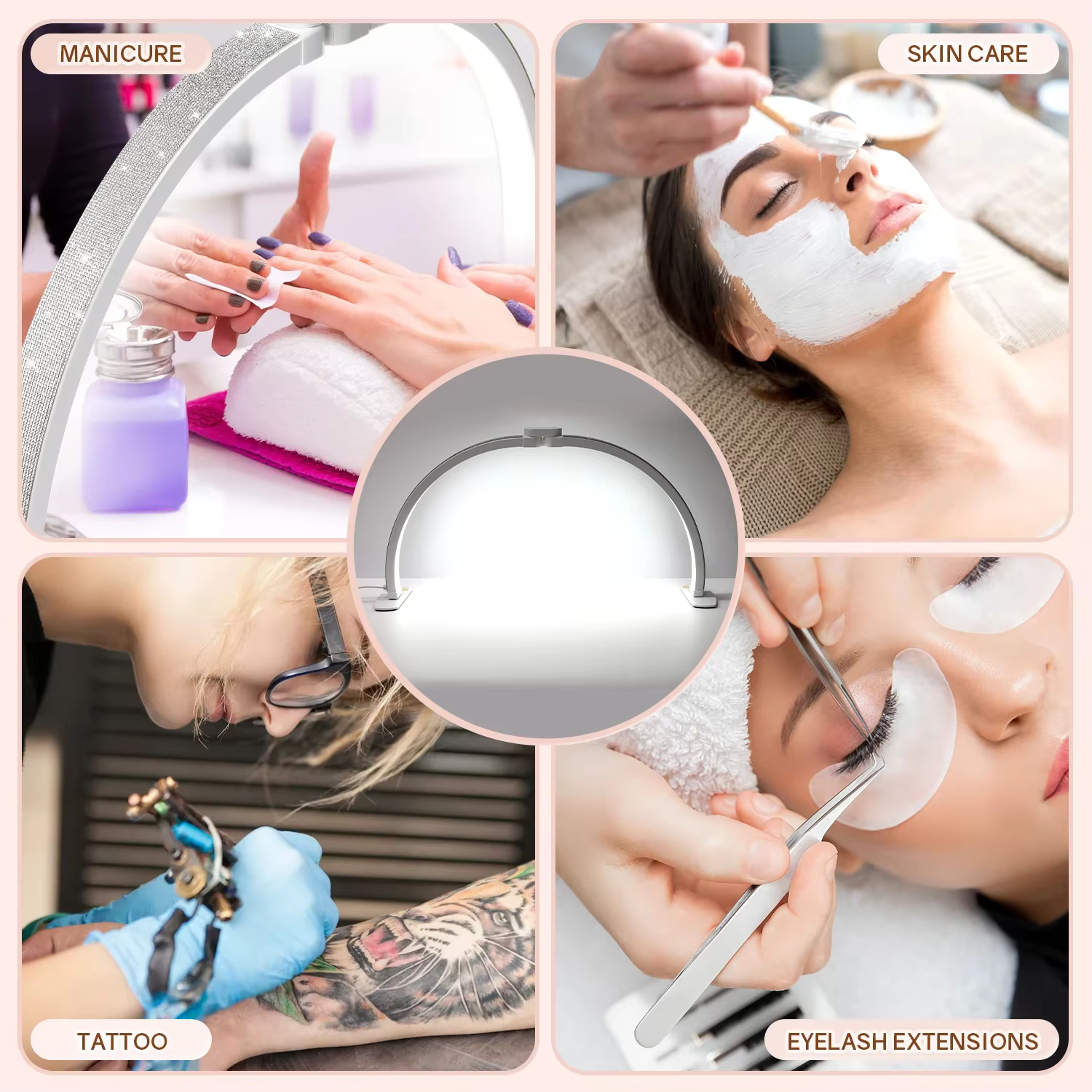 3000-6000K demi-lune lampe de Table à ongles pour le travail des cils pliable LED croissant manucure bureau lumière arc Salon de beauté éclairage de remplissage