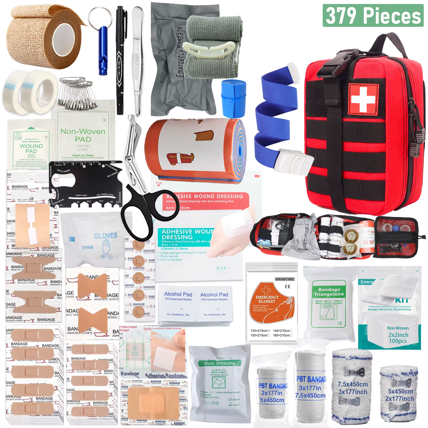 379 pièces trousse de premiers secours pour le bureau à domicile sac d'urgence portable