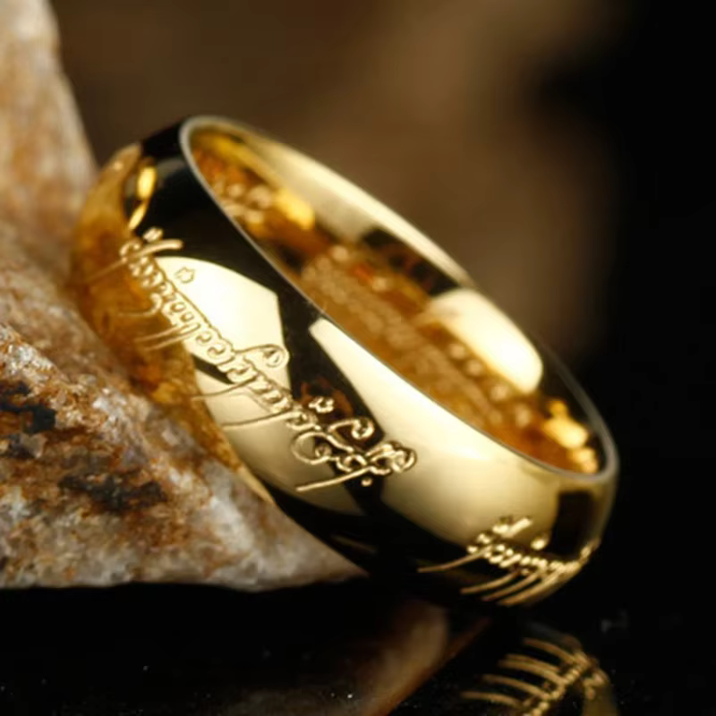 Seigneur des anneaux bague en acier inoxydable de pouvoir sculpté raffiné bague de mariage amoureux femmes hommes bijoux de mode