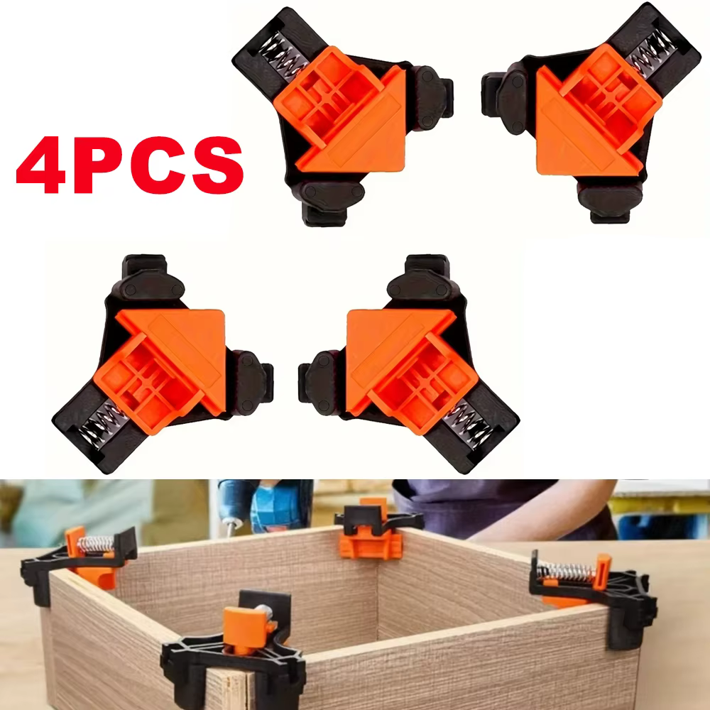 Pince de fixation à Angle droit, 4 pièces, pince pour le travail du bois, pince d'angle pivotante réglable, fixateur de Clip d'angle pour armoires de perçage de soudage
