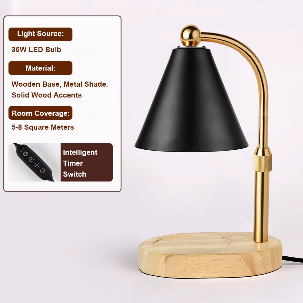 Lampe chauffe-bougie avec minuterie, intensité réglable, pour la fusion de la cire, idéale pour les cadeaux d'anniversaire et de pendaison de crémaillère