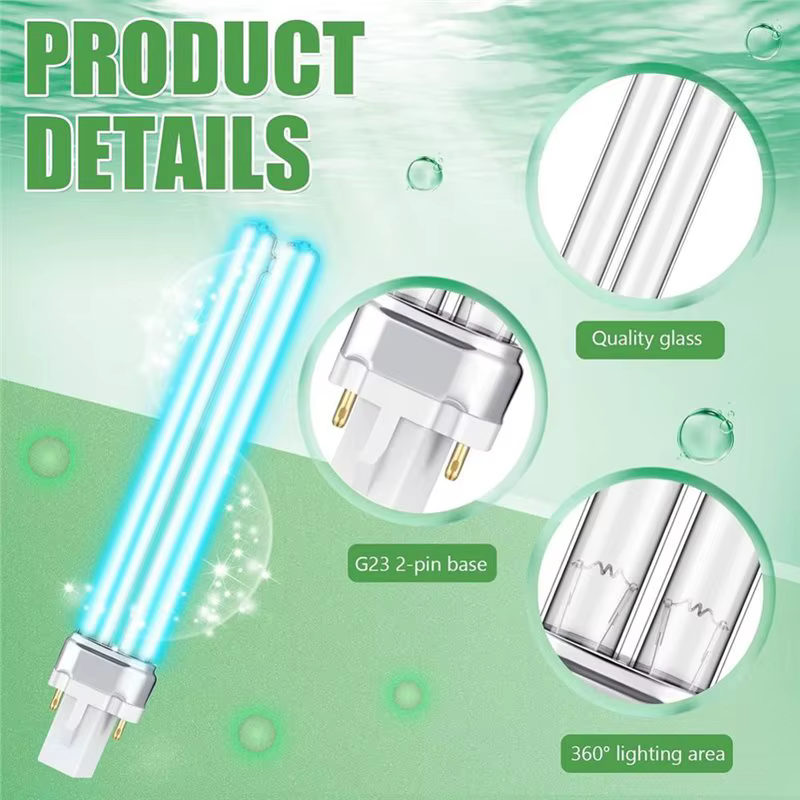 ABFI – ampoules UV UV-C 9W, ampoule de remplacement à base G23 pour lampe clarifiante de bassin extérieur, compatible avec UVE9 CF400 CF500, 4 pièces