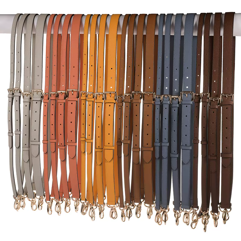 Cuir de veau grainé réglable sac sangle épaule ceinture de transport pour femmes sac à main dame Pochette sac à main Duffle 4 tailles pince dorée
