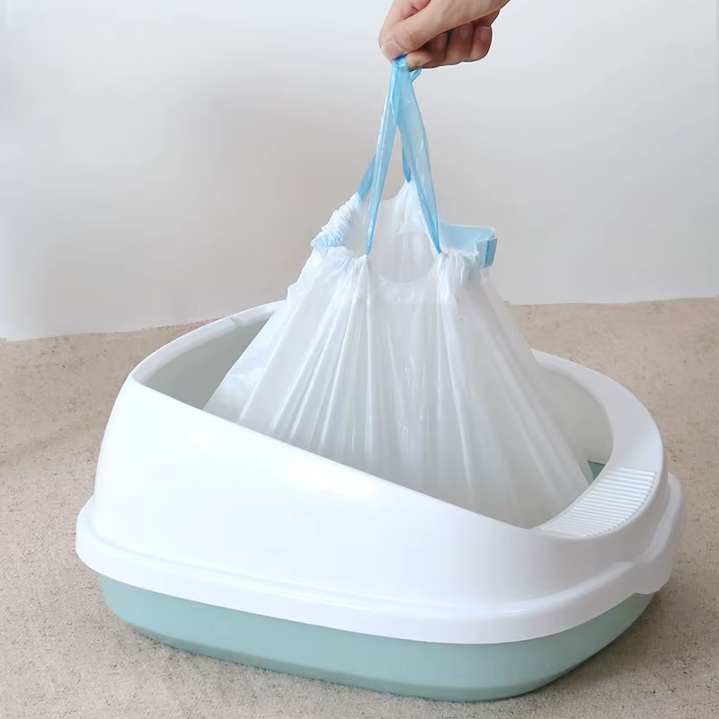 1 rouleau sac à litière pour chat sac poubelle à cordon pour animaux de compagnie ménage animalerie chat bac à litière doublure Multi taille chats chiens fournitures propres