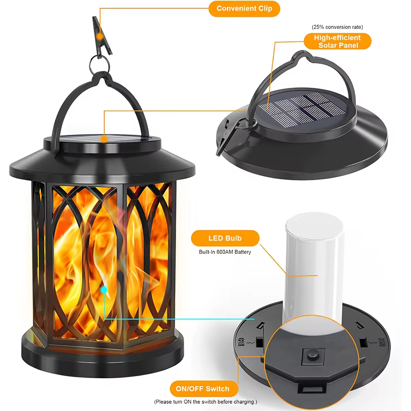 Flamme solaire suspension lampe extérieure lumière